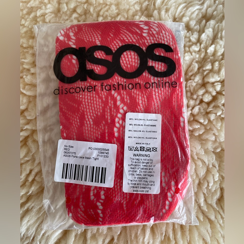 NWT ASOS Red Lace Mesh Tights